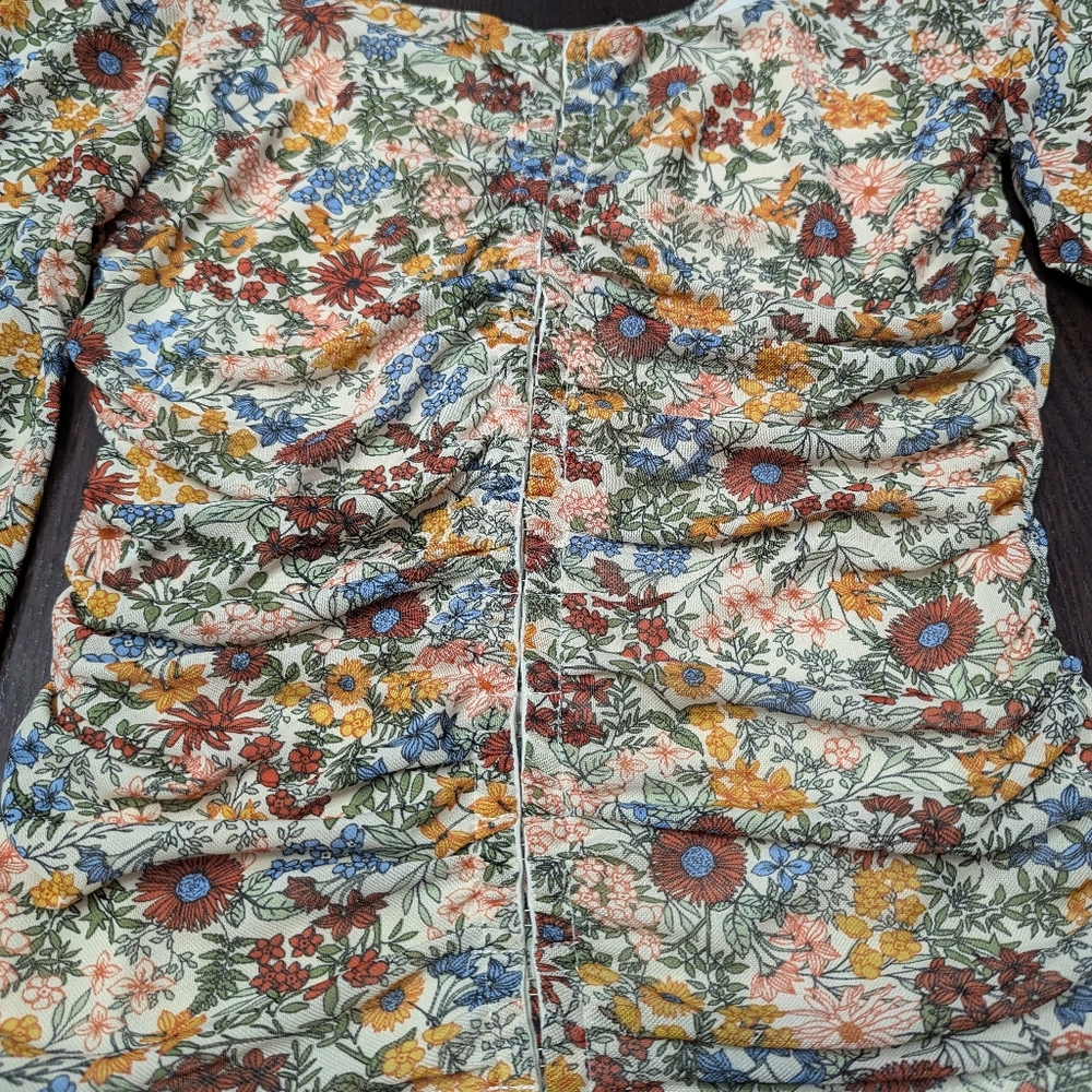 Gimmicks Sz M Square Neck Floral Ruched Top Fairy Festival Whimsical - Picture 4 of 12